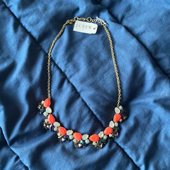 NWT J. Crew Neon Opal Iridescent Rhinestone Crystal Cluster Statement Necklace - Picture 2 of 5